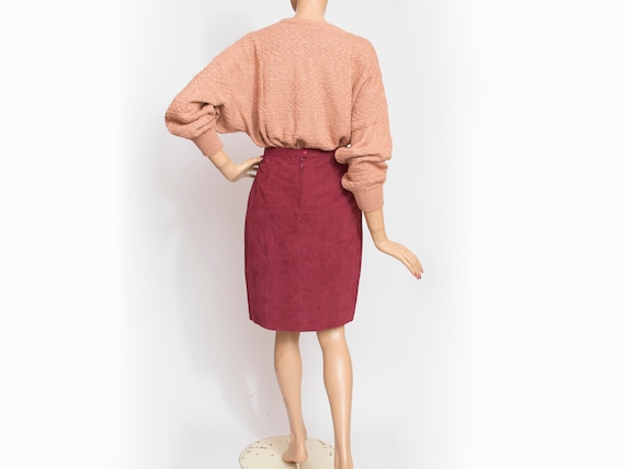 Burgundy Pencil Skirt NOS Vintage Peach Skin Fabric Etsy Canada