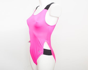 90年代のネオンピンクと黒の水着、新品未使用、ヴィンテージ