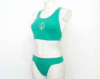 Bikini vintage años 90 canale algodon nuevo a estrenar verde talla S