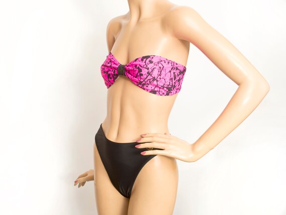 pink and black bikini