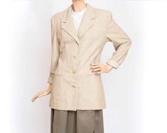 80s NOS vintage wool jacket coat beige