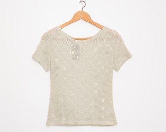NOS vintage knit sweater beige grey