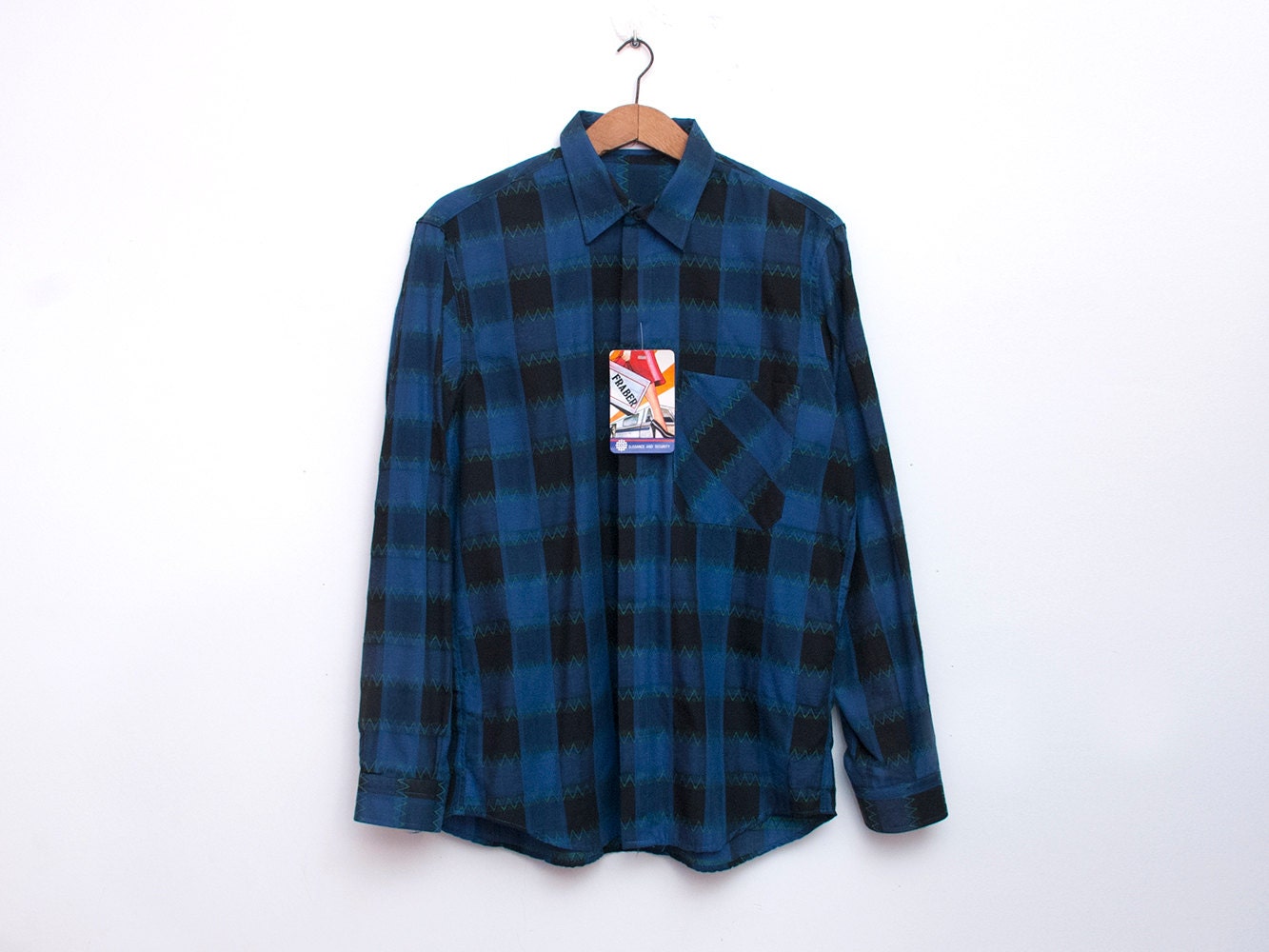 Camisa Vintage a cuadros años azul y negra - España