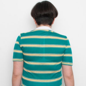 Dead stock vintage striped green polo shirt yelow white stripes image 4