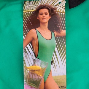 swimmsuit 90s highcut NOS Vintage green and black image 9