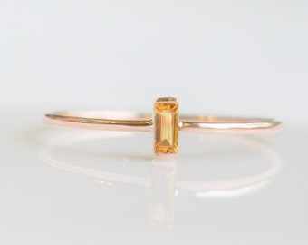 Birthstone Ring, Topaz Gold Ring, Stacking Ring Birthstone Jewelry, Rose White or Yellow Gold