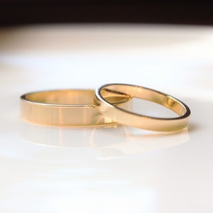 His and Her’s Wedding Ring Set, 14kt Solid Gold Wedding Band, Classic Gold Band Set, Ring Set, 100% Recycled Gold Free Shipping