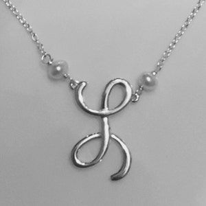 Initial Necklace Personalized Monogram Style Initial Pendant Script Initial Sterling Silver, 14kt Yellow, 14kt Rose, 14kt White Gold image 3