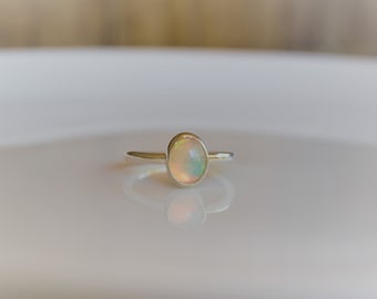 Real Opal Ring, Silver Opal Ring, Natural Opal Ring, Bezel Set, Simple Setting, Sterling Silver