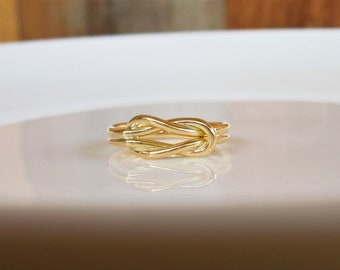 Knot Ring, Alternative Engagement Ring, Love Knot Ring, Hand Tied Gold Knot Ring, 18kt Made with 100% Recycled Gold