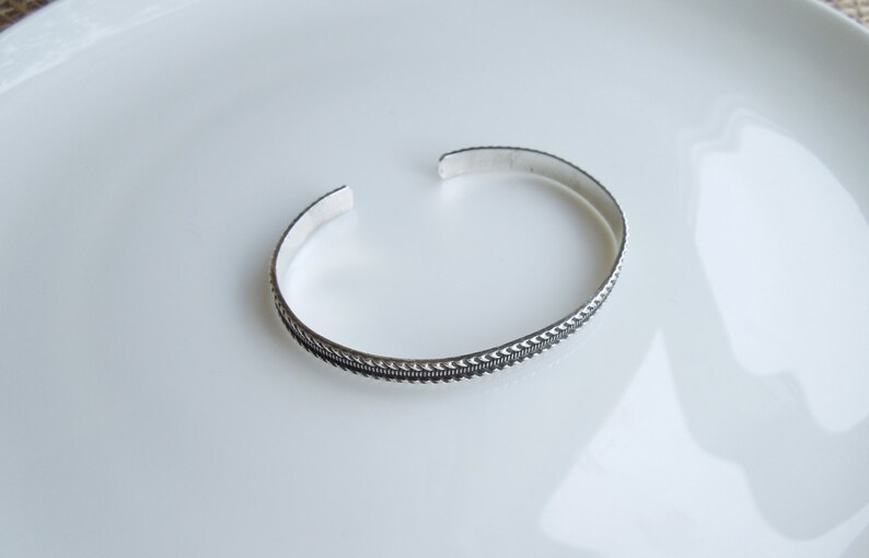 Adjustable Cuff Antiqued Rope Design Darkened Sterling Silver Cuff Bracelet