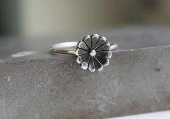 Sterling Silver Flower Ring Floral Stacking Ring Etsy Australia