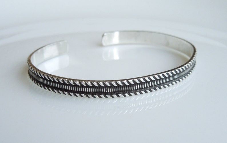 Adjustable Cuff Antiqued Rope Design Darkened Sterling Silver Cuff Bracelet