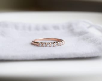 Diamond Wedding Band, Moissanite Wedding Band, White, Yellow or Rose Gold Ring, Wedding Ring