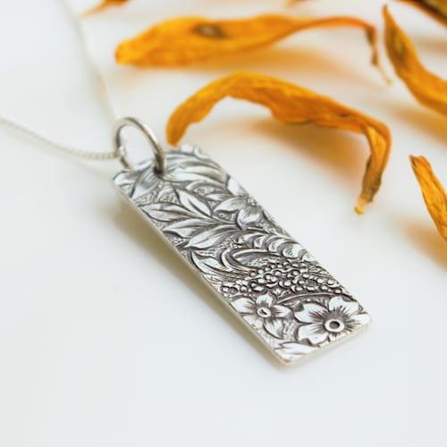 Sterling Silver Necklace Dainty Floral Pendant in Sterling Etsy