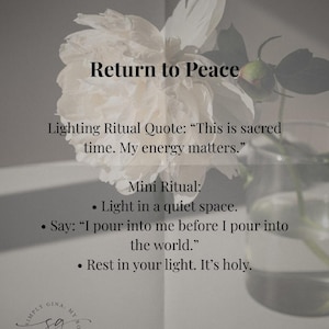 Lighting Ritual Card – Return to Peace (gratis download bij aankoop van kaars)