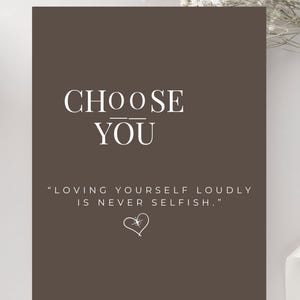 Wählen Sie Sie Wand Kunst | Affirmation Selbstliebe Poster | Yoga Raum Dekor | Sicherer Raum & Heilende Gedanken Leinwand