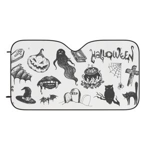 Gruseliger Halloween-Auto-Sonnenschutz - Autozubehör, Halloween-Auto-Sonnenschutz, gruselige Auto-Sonnenblende, Fahrzeug-Sonnenschutz, gruselige Auto-Fensterblende,