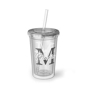 Personalized Travel Tumbler: Insulated Acrylic Cup with Lid & Straw