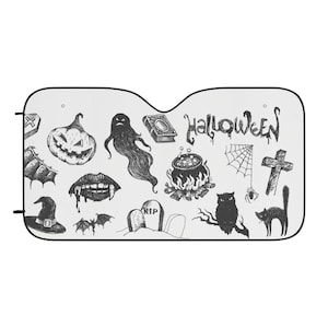 Spooky Halloween Car Sun Shade - Car Accessories, Halloween Car Shade, Creepy Car Sun Visor, Vehicle Sun Protector, Scary Auto Window Shade,