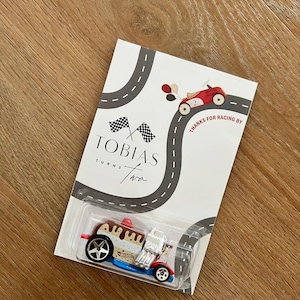 Customized Hot Wheels Party Favor, Car Birthday Party Favors, Thanks For Racing By, Car Themed Birthday, Race Car Birthday