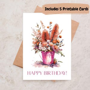 Australian Native Flowers Birthday Card Set: Printable Floral Cards (PDF Download