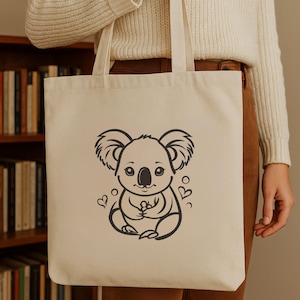 Australian Animals Canvas Tote Bag: Minimalist Koala, Kangaroo, Quokka, Wombat