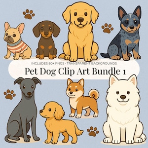 Pet Dog Clip Art Bundle 1 | Cute Dog PNGs with Accessories | Digital Download for Crafts, Stickers, Sublimation & Personalization