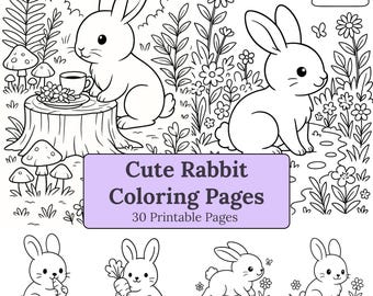 Libro para colorear de conejos: ediciones sencillas y detalladas (descarga digital)