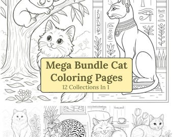 Mega Cat Coloring Bundle | 12 Printable Books | Cozy, Seasonal & Breed  Pages (A4 PDF)