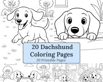 Dachshund Coloring Pages for Kids & Adults – 22 Sheets | A4 Printable Dog Coloring Book