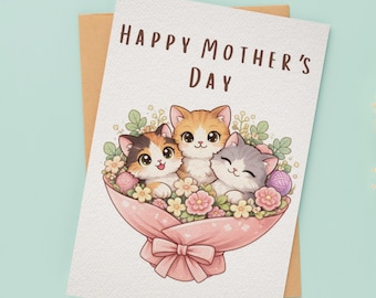 Tarjetas para el Día de la Madre con temática felina / Mamá gatuna / 9 diseños imprimibles / Descarga instantánea