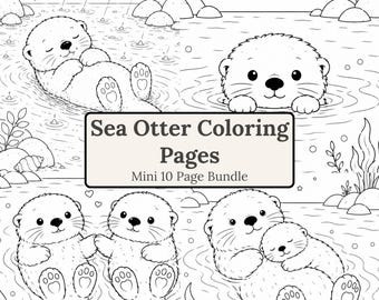Pagine sulla lontra marina - Libro di animali stampabile in formato A4 - Mini pacchetto di 10 pagine (download digitale)