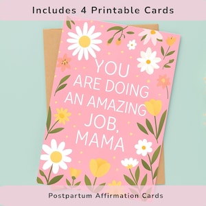 Postpartum Affirmation Cards & Floral Coupons: New Mom Self-Care Gift (Printable Bundle)