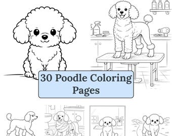 30 páginas para colorear de caniches imprimibles, sencillas y con fondo para niños (descarga en PDF)