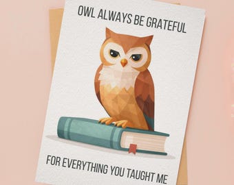 Tarjetas de agradecimiento para profesores: 10 animales geométricos en formato PDF y JPEG (descarga digital)