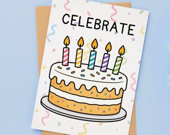 Biglietti d'auguri stampabili - Torte e palloncini - Set da 10 - Download immediato