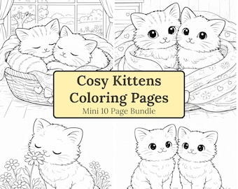 Minilibro para colorear de gatitos acogedores / Páginas imprimibles de gatos / Descarga digital (PDF A4)