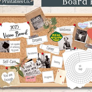 Kit de tableau de visualisation imprimable | Modèle de tableau de vision imprimable minimaliste | Suivi des habitudes, planning et tableau d'humeur | Manifestation et abondance