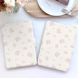 Blumenmuster Kindle Hülle, Paperwhite 6.8 Zoll Kindle 6 Zoll 10th 11th Generation Case Cover mit Handschlaufe, Auto Sleep Wake, Kindle 2022 2024