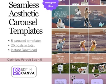 Seamless Carousel Canva Templates: Social Media Posts with Prompts for Business Owners and Coaches