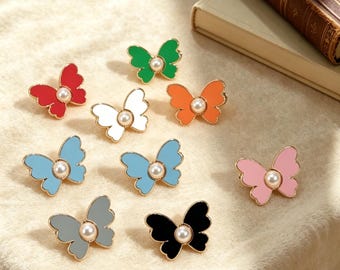 Butterfly Pearl Button, No-Screen Button For Jeans, Holeless Shirt Button, Simple Jewelry