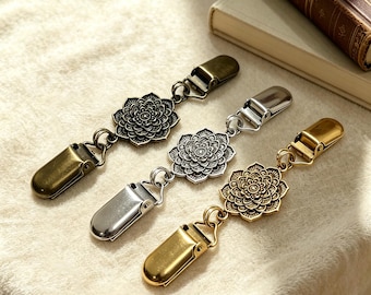 Anti-Exposure Sweater Buttons, Sewing-Free Metal Buttons, Lotus-Shaped Nail-Free Clips, Vintage Floral Clothing Fasteners
