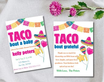 EDITABLE Taco Bout A Baby Invitation & Thank You Templates Bundle | Baby Shower Template | Digital Invite | Taco Bout A Baby Theme