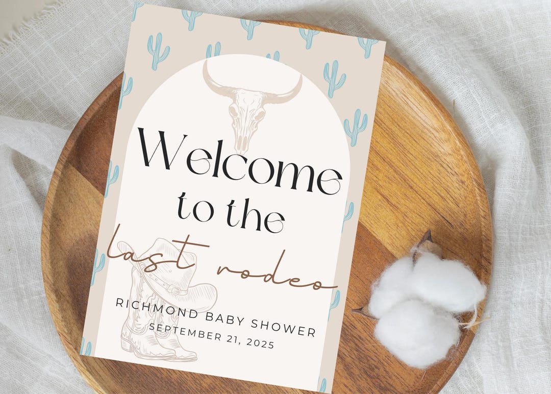 EDITABLE Last Rodeo Baby Shower Signs Templates| Baby Shower Template ...