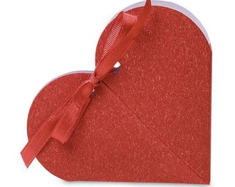 5 Red Heart Favor Boxes