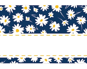 10 - Carte pour boîtier brillante marguerite bleu marine, 3,5 x 2,25
