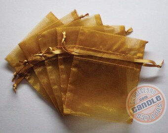 30 -  3x4 GOLD Sheer Organza Bags - Party favors, jewelry, gifts, sachets and much, much more