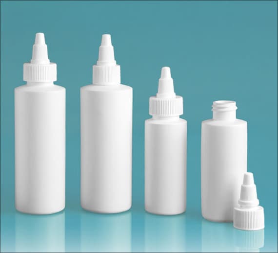 4 White 2 Oz Bottles With Squirt/ Squeeze Top Twist Style Lid Use to  Dispense Liquids, Sauces, Oils, Etc. 