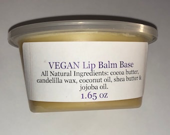 Try it Size - VEGAN #1 - 1.65 oz Tub Natural Lip Balm Base - Made with Cocoa Butter, Candelilla Wax, Coconut Oil, Shea Butter & Jojoba Oil